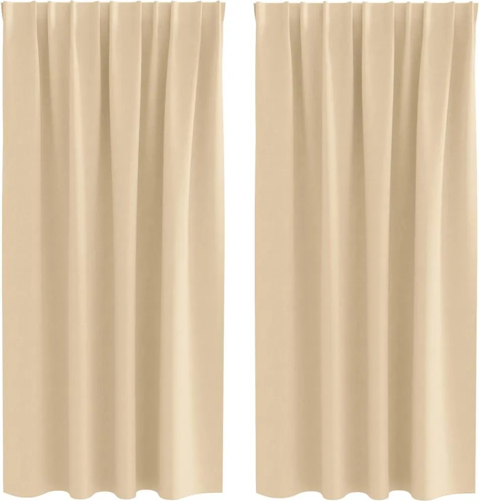 vidaXL Fekete Függöny Gyűrűkkel 2 pcs Krém 175 x 140 cm Poliészter