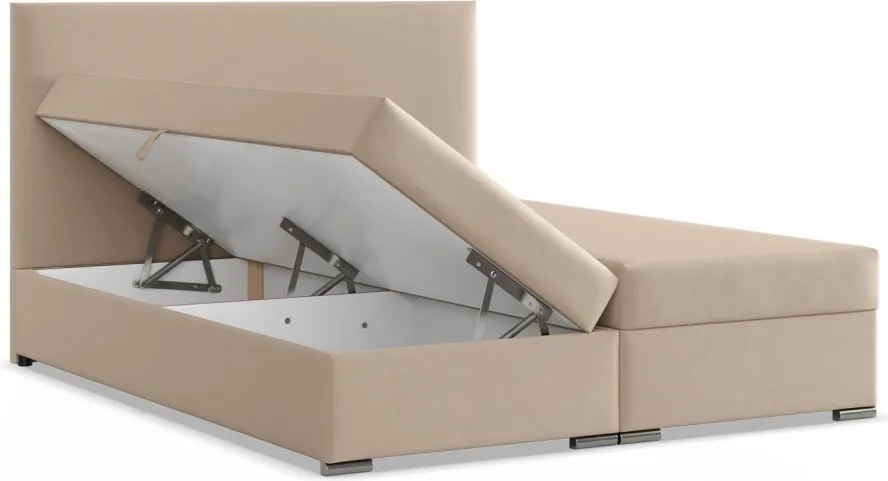 Agen ágy, szövet, 180 x 200, ágyneműtartóval, bézs