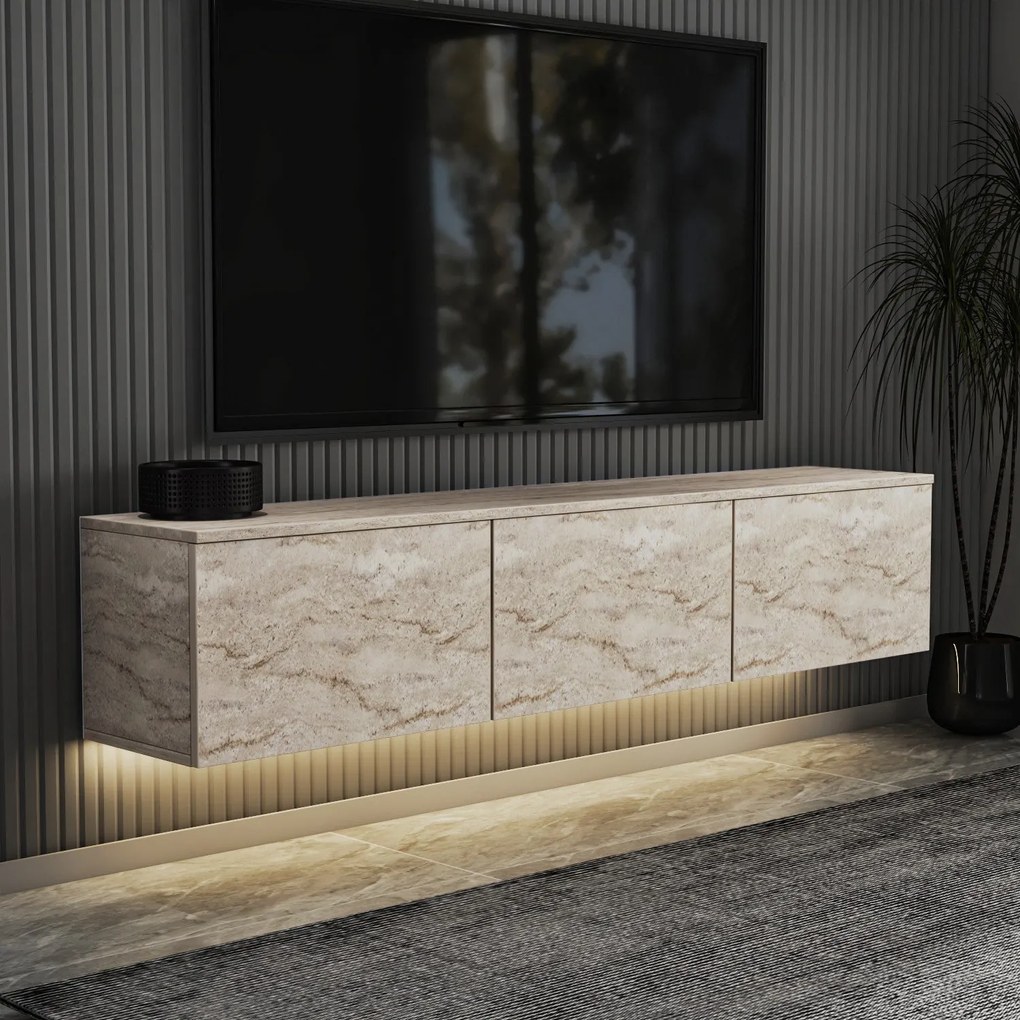 TV szekrény Neon Illuminated - Travertine