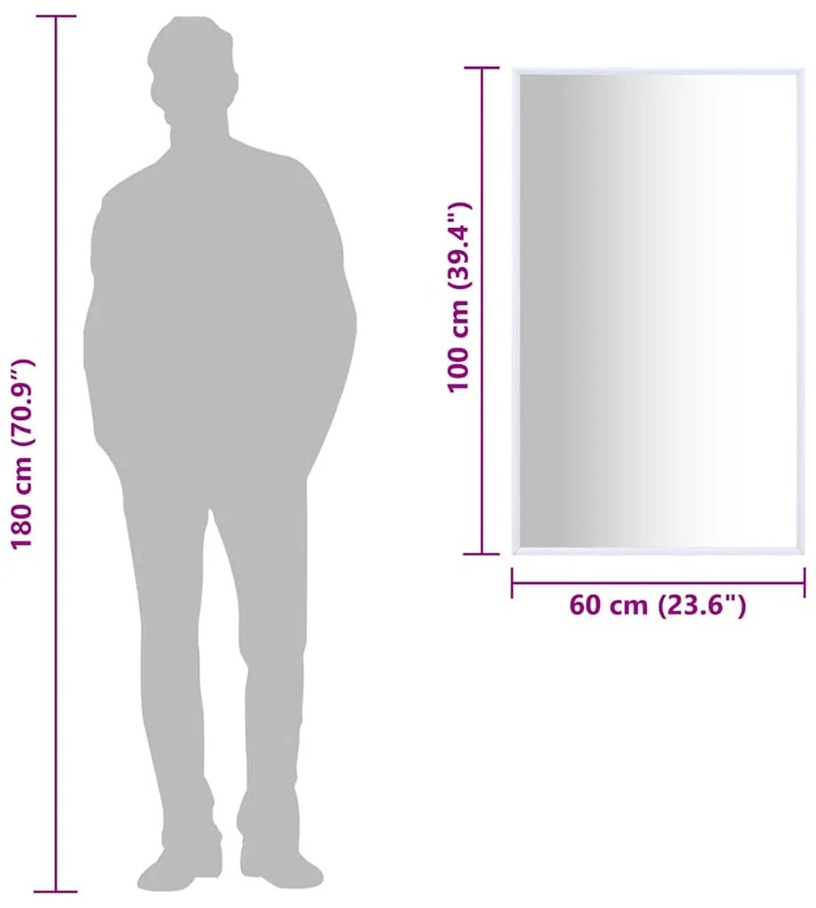 fehér tükör 100 x 60 cm