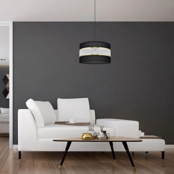 Csillár zsinóron HELEN 1xE27/15W/230V á. 35 cm fekete/arany