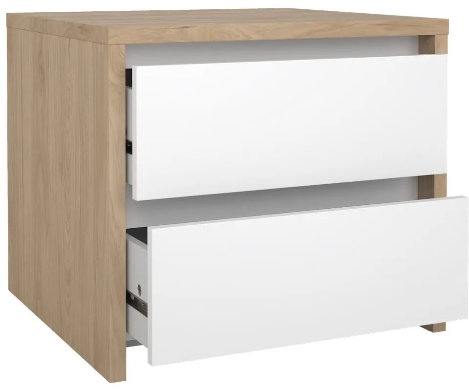 Fehér-natúr színű éjjeliszekrény Next – Tvilum