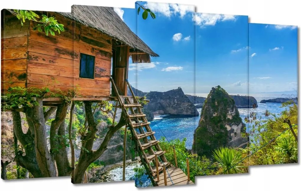 Vászonkép 100x60 Faház Tenger
