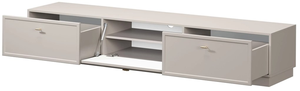 Lorini fiókos TV szekrény 200 cm - kasmír / arany T-bar fogantyúk