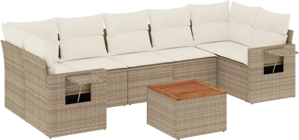 vidaXL 8 részes bézs polyrattan kerti ülőgarnitúra párnával