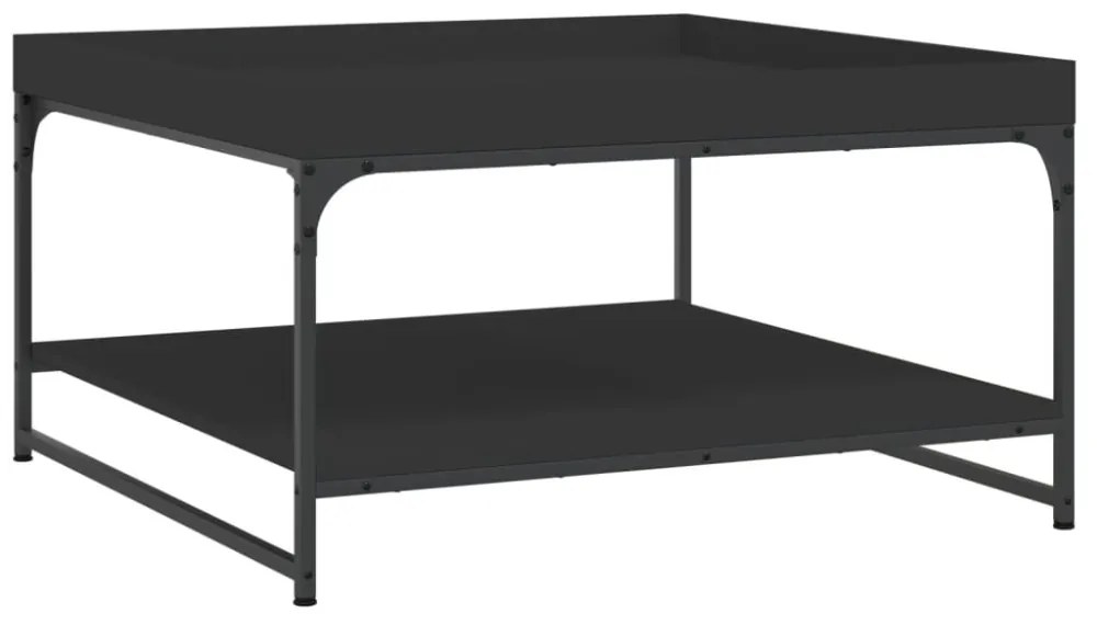 fekete szerelt fa és vas dohányzóasztal 80 x 80 x 45 cm