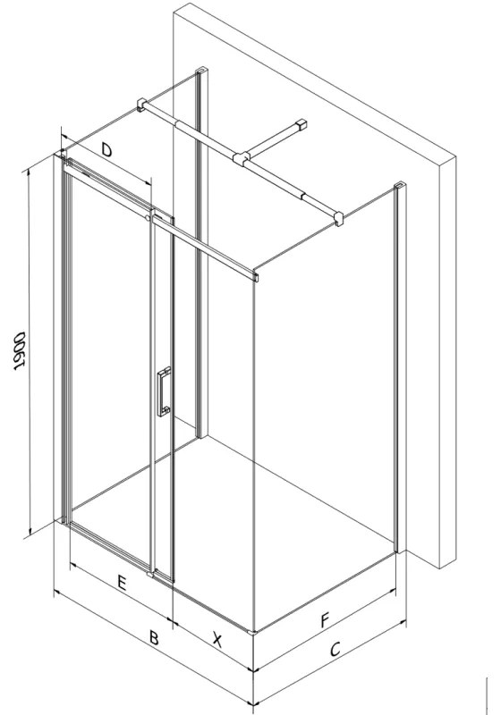 Mexen Omega, 3 falas zuhanykabin tolóajtóval 120 (ajtó) x 90 (fal) x 190 cm, 8mm átlátszó üveg, króm profil + fehér SLIM zuhanytálca, 825-120-090-01-…