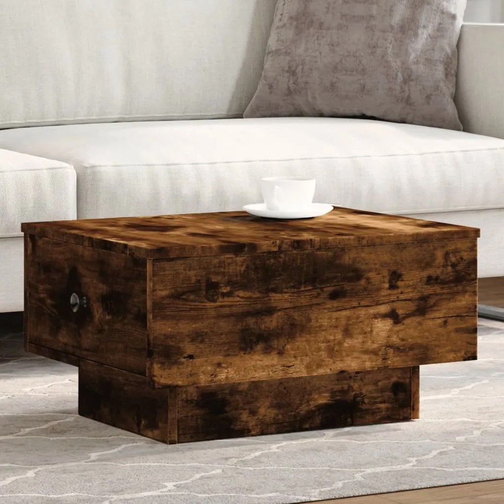 Füstös tölgy színű szerelt fa dohányzóasztal 60 x 45 x 31 cm