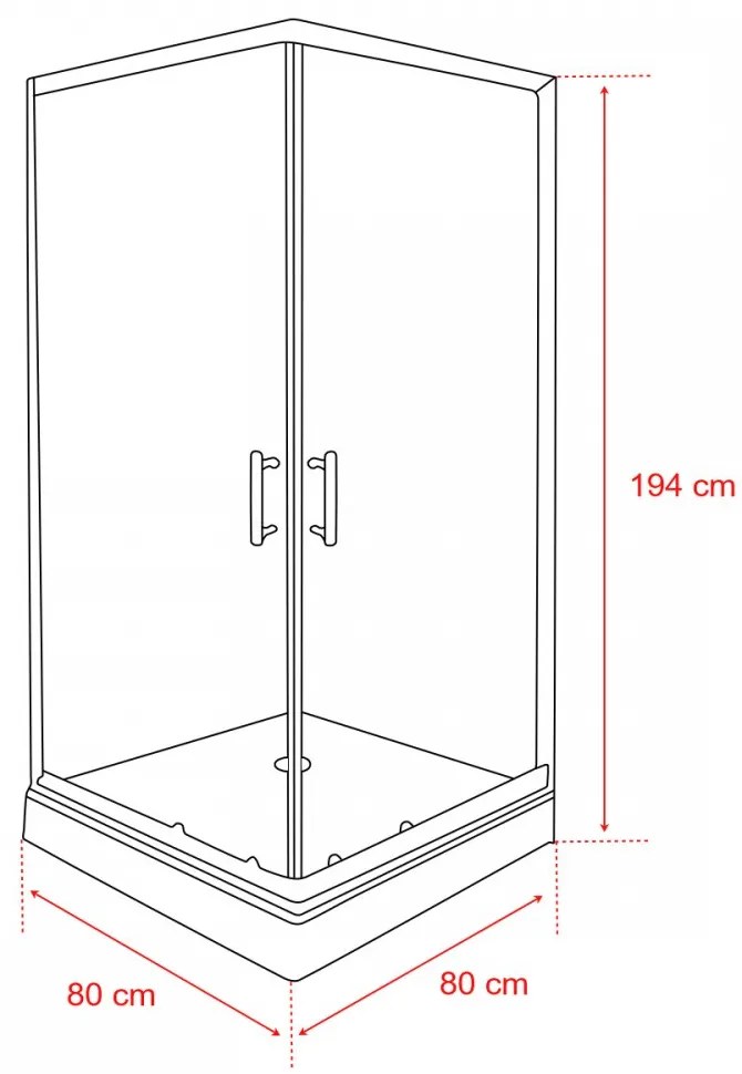 Spirit Matt 80x80 cm szögletes zuhanykabin, zuhanytálcával