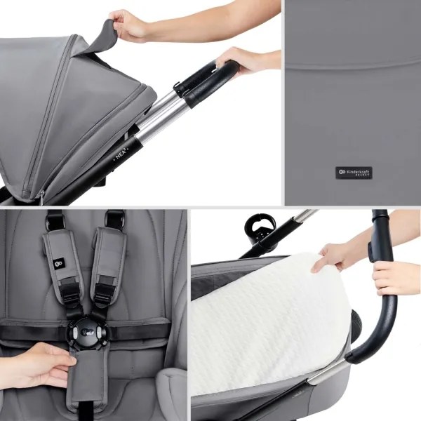 KINDERKRAFT - Kombinált babakocsi 2in1 NEA 2 Platinum szürke