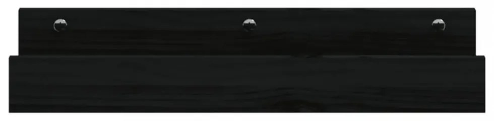 2 db fekete tömör fenyőfa falipolc 50 x 12 x 9 cm