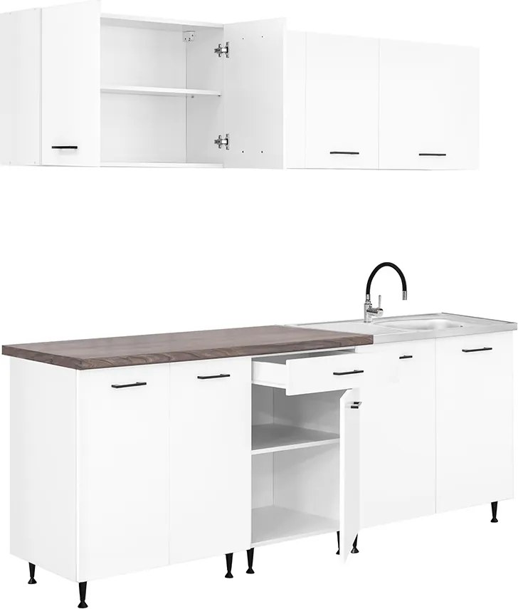 Primo 220 konyhabútor fehér, rauna szil munkalappal