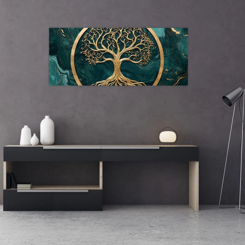 Kép – Márványban lévő arany életfa (120x50 cm)