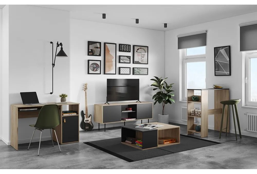 Íróasztal tölgyfa dekoros asztallappal 50x115 cm Oxford – TemaHome