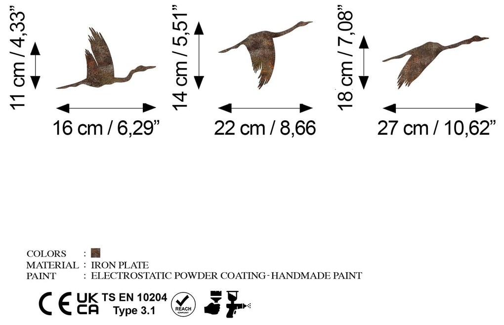 Fém fali dekoráció, Rusty Birds 1