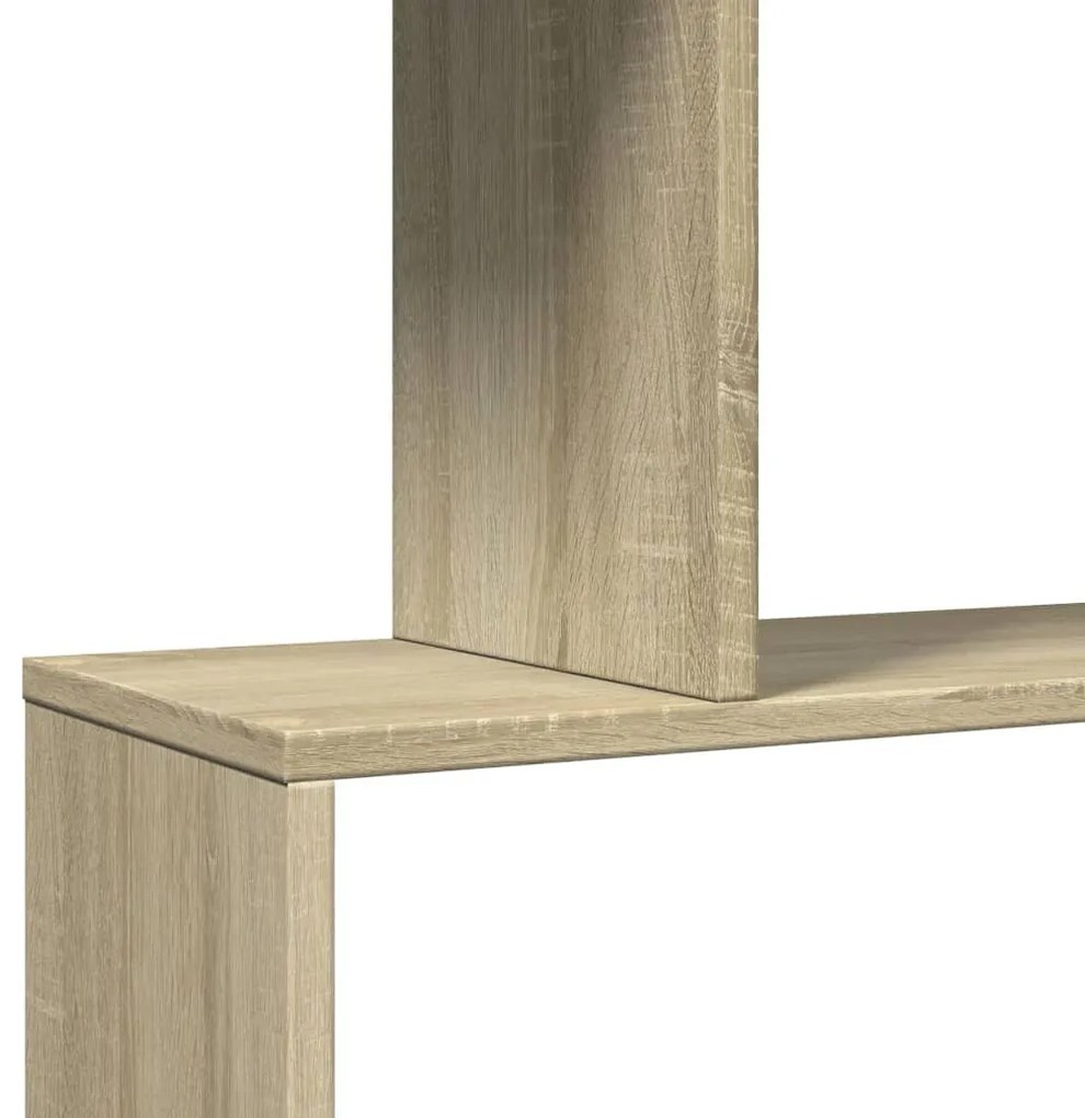 3 szintes sonoma tölgy fa elválasztó könyvespolc 70x24x97 cm