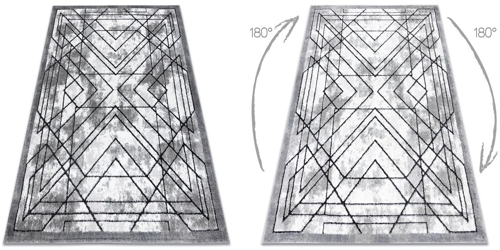 Modern COZY szőnyeg Tico, Geometriai - Structural két szintű gyapjú szürke