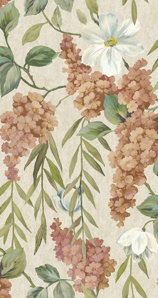 Holden Decor Wanderlust Buddleia bézs-korall virágos vlies tapéta – 99551