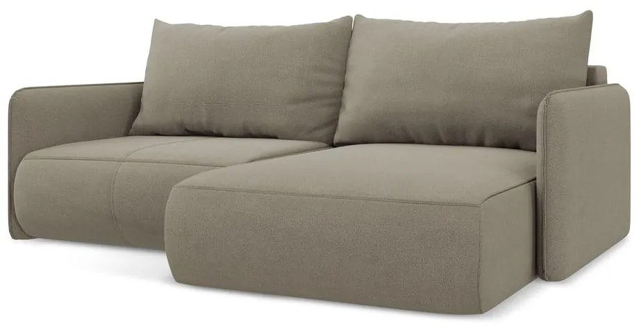 Bézs kinyitható-tárolóhelyes sarokkanapé (jobb oldali) Nanea – Makamii