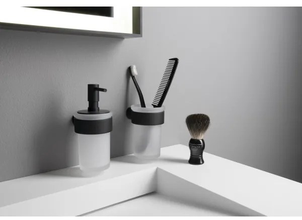 Gedy - Falra szerelhető fogkefe tartó PIRENEI lágy üveg/fekete