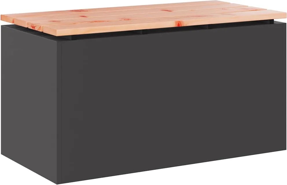 vidaXL Kerti pad Fekete 80 x 40 x 43 cm Acél