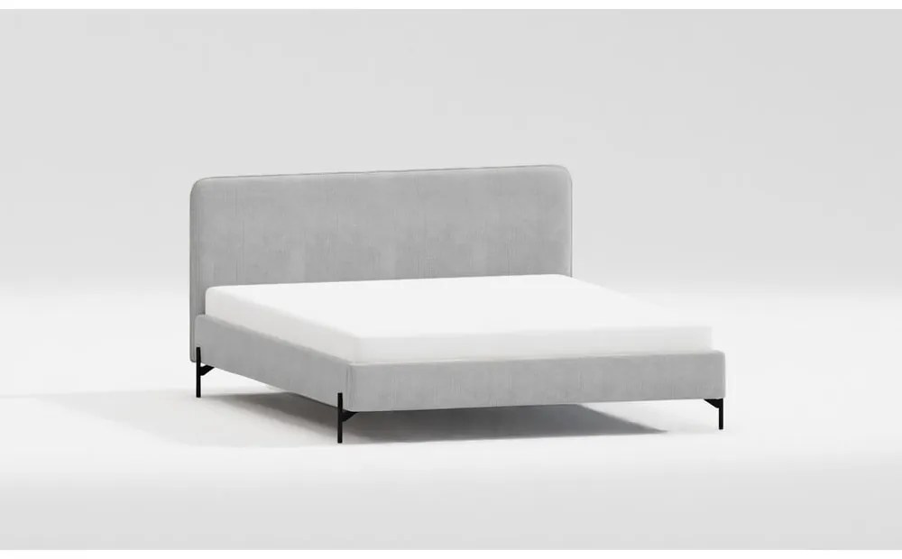 Világosszürke kárpitozott franciaágy ágyráccsal 140x200 cm Barker – Ropez