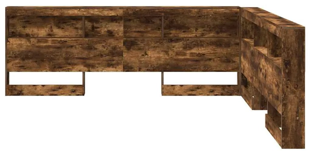 Tároló fejtámla polcokkal Füstölt tölgy 200 cm Faanyag