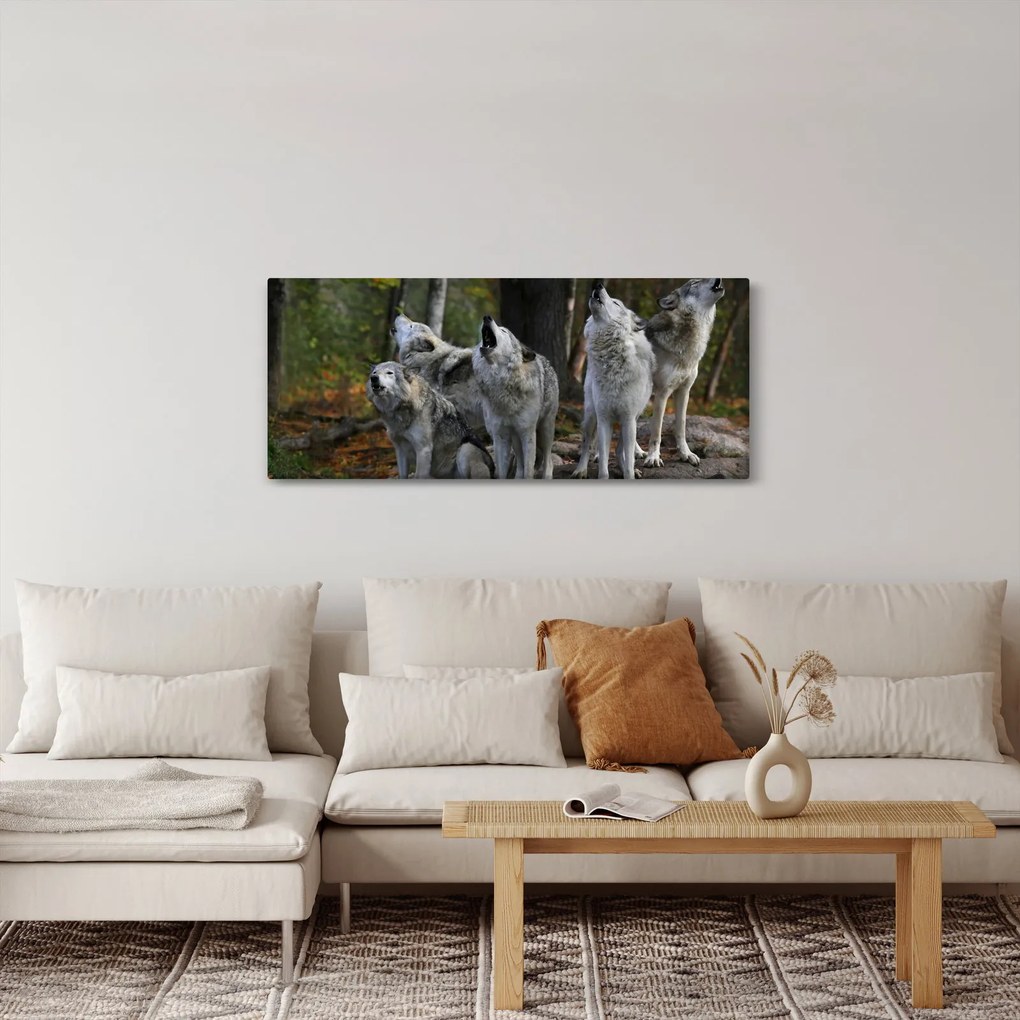Kép - Farkasok a sziklán (120x50 cm)