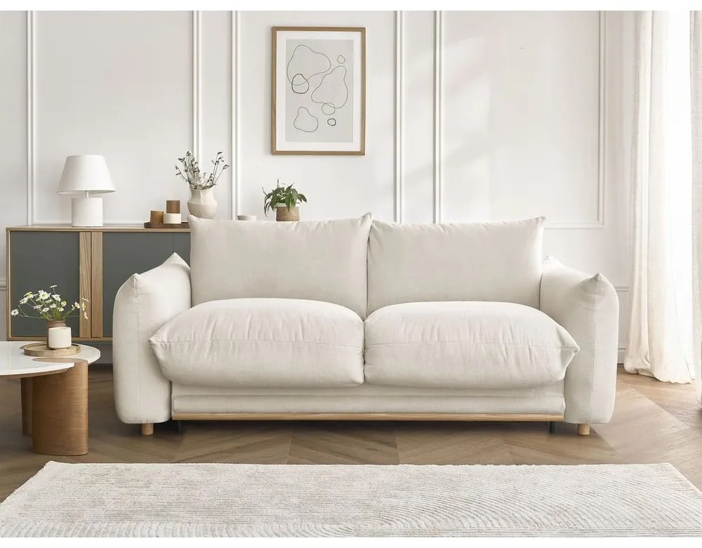 Krémszínű kinyitható kanapé 214 cm Ernest – Bobochic Paris