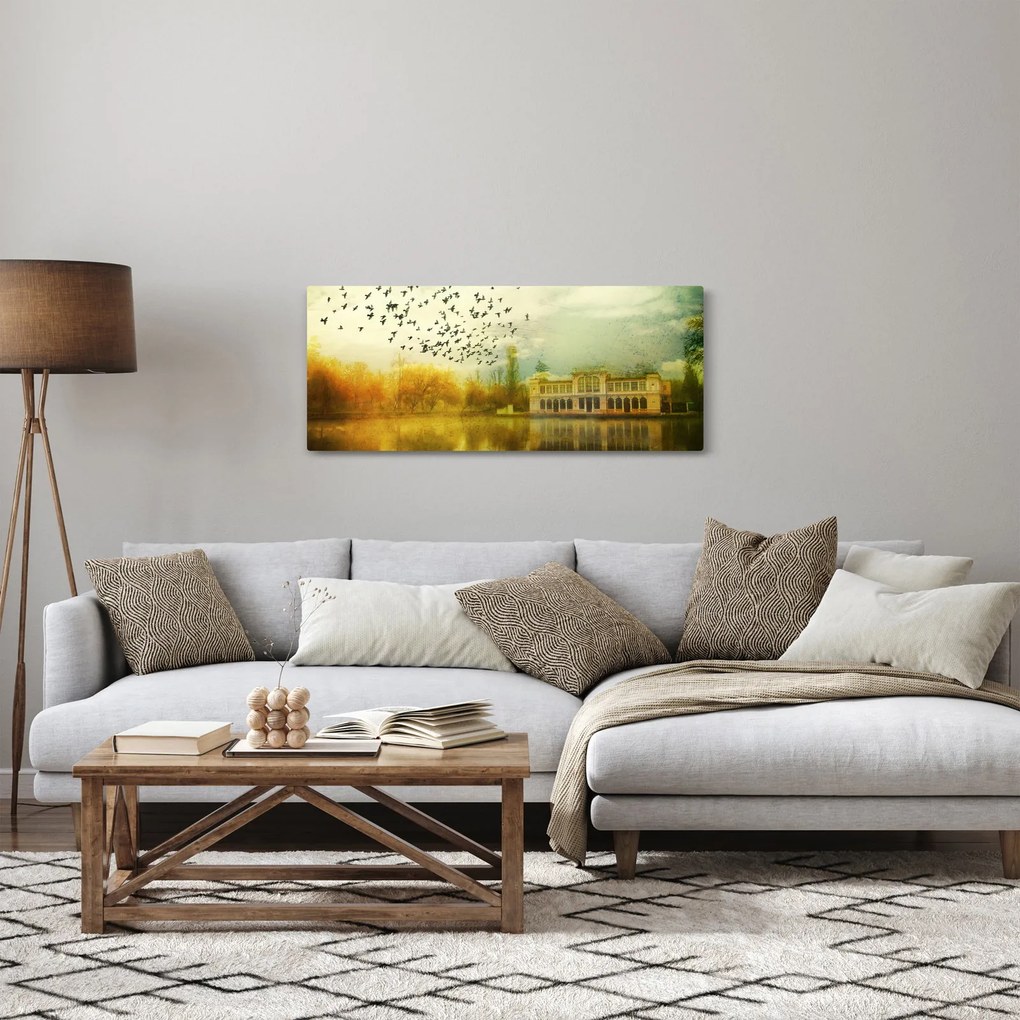 A festett táj képe lakóhelyel (120x50 cm)