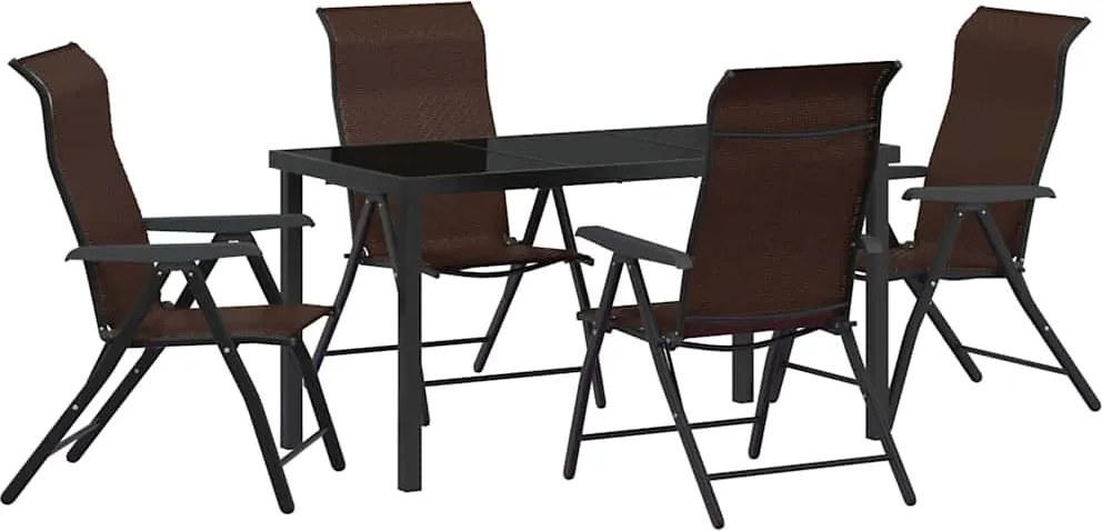 vidaXL Kert étkező szett 5 pcs Barna Porszórt acél