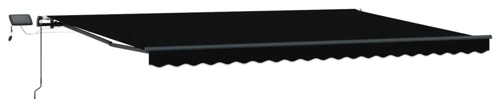 Kézi Behúzható Napellenző LED Fényekkel, Fekete, 500x350 cm
