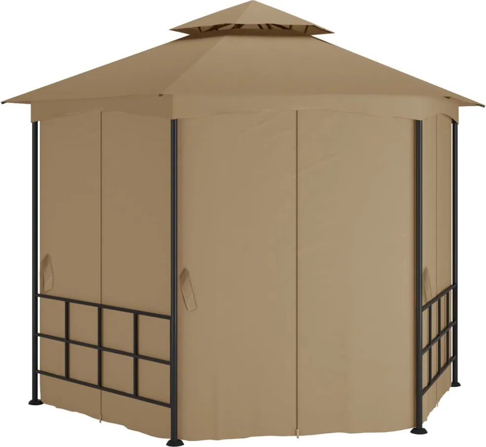 vidaXL tópszínű pavilon oldalfalakkal 3,1 x 2,7 m