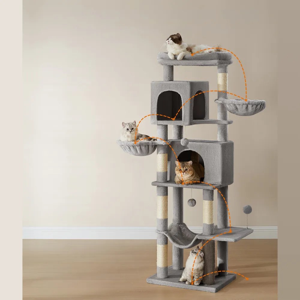 TRISTAN macskafa, 57x45x175 cm, szürke Feandrea