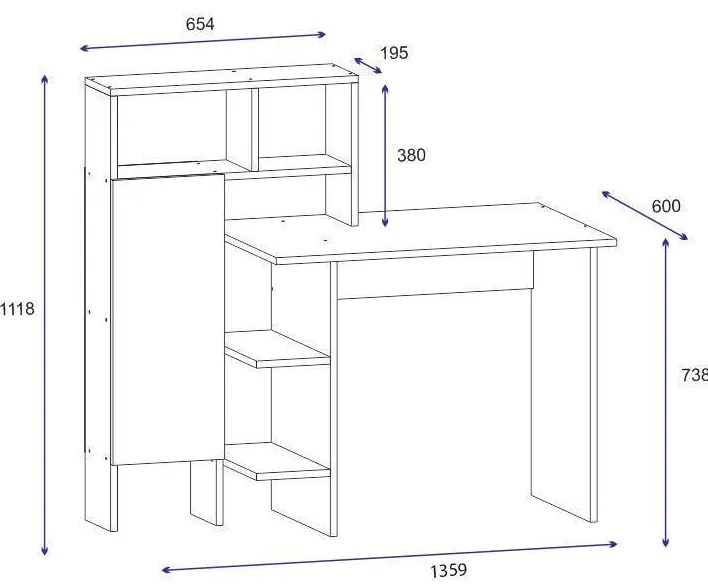 Íróasztal Bugra - White, Oak