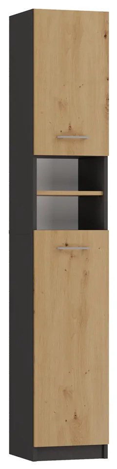Riano MIX Marbela fürdőszoba szekrény, 32x180x30 cm, antracit-tölgy