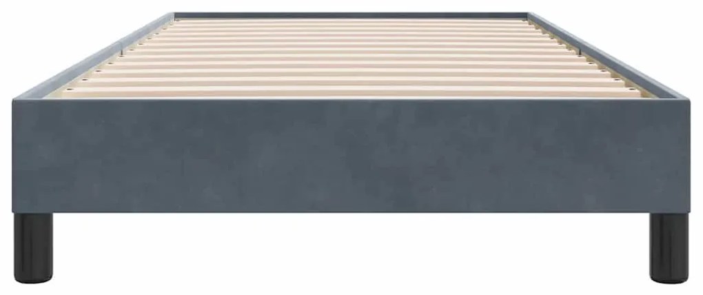 sötétszürke bársony rugós ágy matrac nélkül 80x210 cm