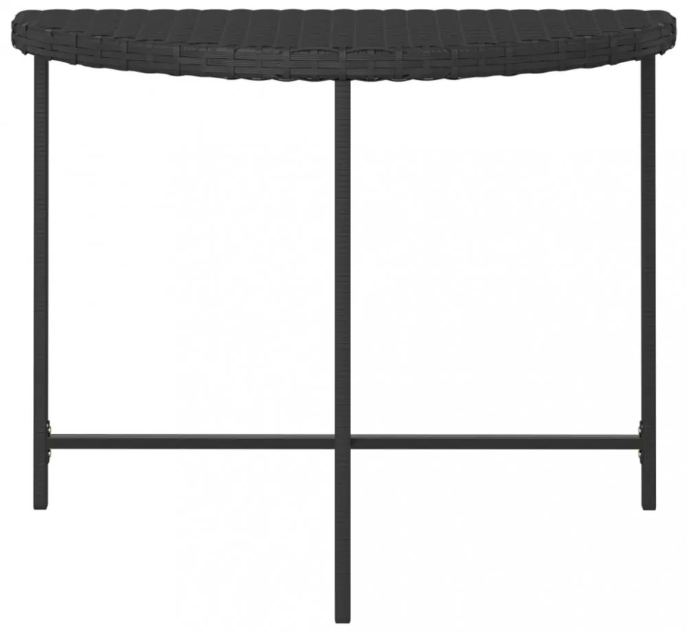 fekete polyrattan kerti asztal 100 x 50 x 75 cm