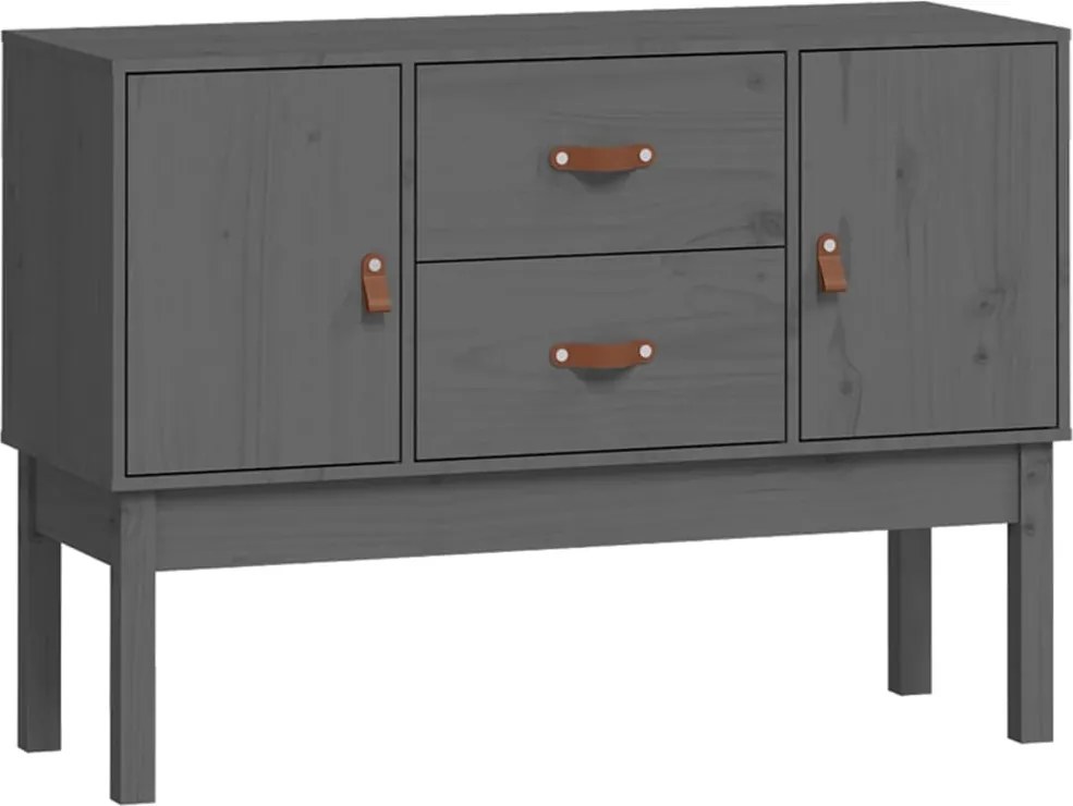 vidaXL szürke tömör fenyőfa tálalószekrény 110 x 40 x 78 cm