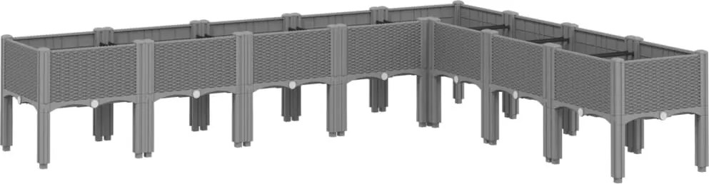 vidaXL világosszürke PP rácsos kerti ültetőláda 200 x 160 x 42 cm