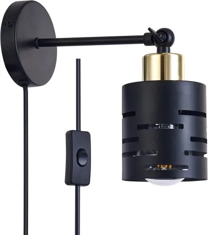 Fali spotlámpa kapcsolóval ELEN 1xE27/35W/230V fekete/arany