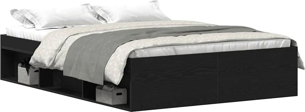 vidaXL fekete tölgy színű szerelt fa ágykeret matrac nélkül 140x190 cm
