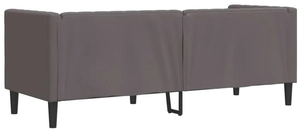 3 személyes szürke műbőr Chesterfield kanapé