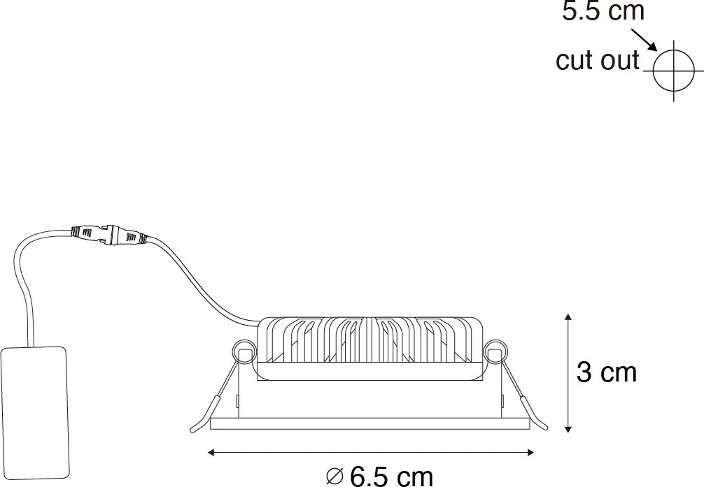 Beépíthető spotlámpa fekete, dönthető, 6,5 cm, LED-es, IP54, ultraf vékony - Pupil