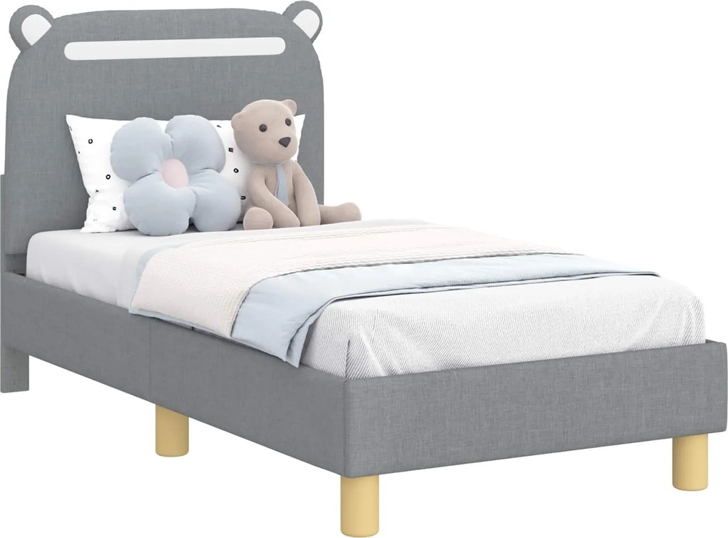vidaXL Gyerekágy keret fejtámlával Világosszürke 70 x 140 cm szövet