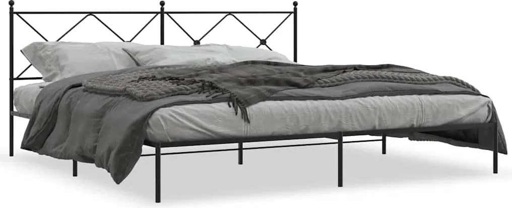 vidaXL fekete fém ágykeret fejtámlával 193 x 203 cm