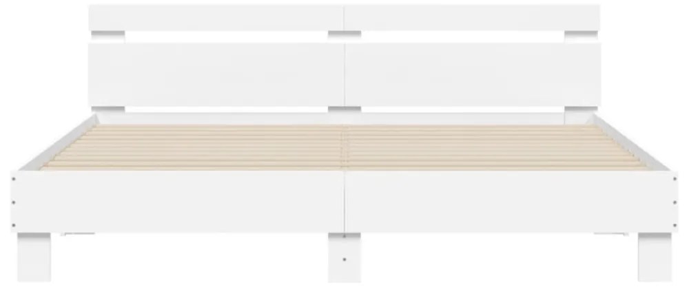 fehér ágykeret fejtámlával és LED-del 200 x 200 cm