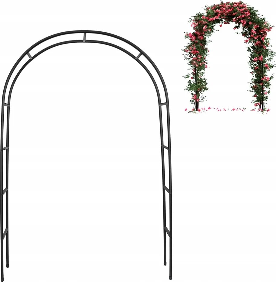 Fém Pergola Boltív Virágokhoz Rózsák Kerti Kúszónövény 240 cm Íves Fém