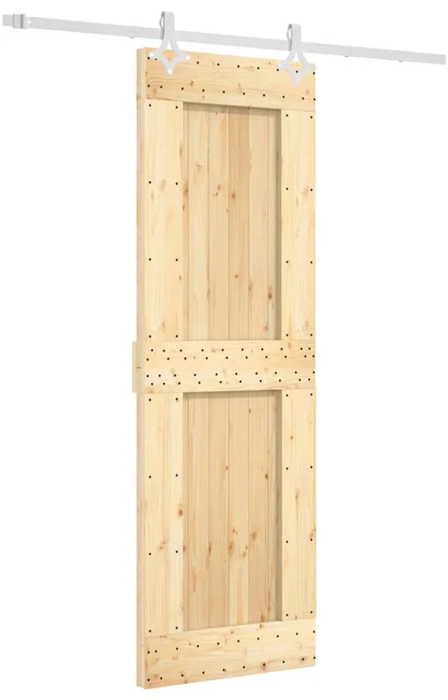 Tömör fenyőfa tolóajtó fémszerelék szettel 70 x 210 cm