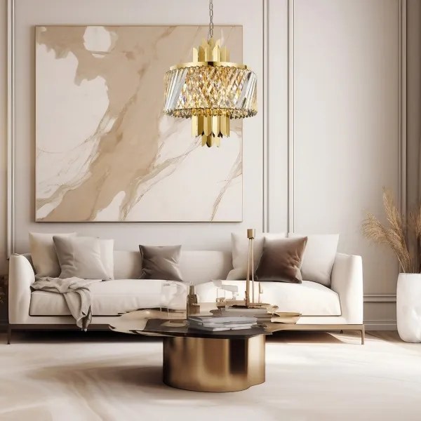 Csillár láncon MARGOT 6xE14/40W/230V átm. 43 cm arany